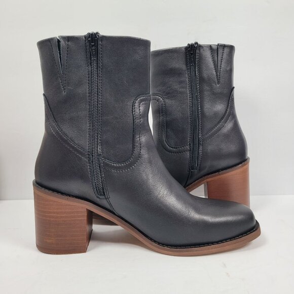 Patina Women's Black Leather Ankle Boots US Size 8 - Picture 5 of 11